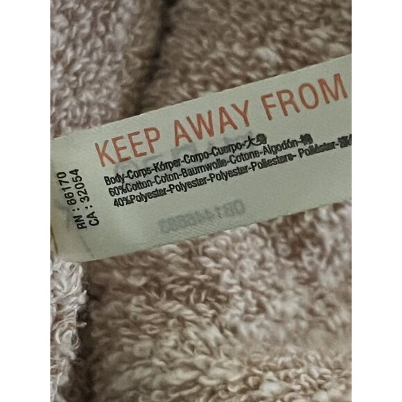 FP Beach Free People Mara Cardi •M• Terry Taupe Pink Puff Sleeve Tassel Jacket - Picture 15 of 15